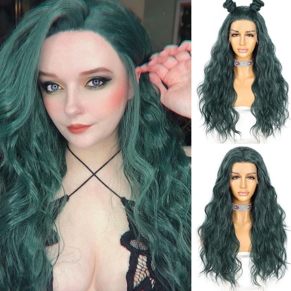 💕 24” GREEN WAVY LACE FRONT WIG 💕 *NEW*